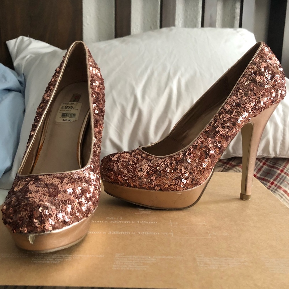 Olsenboye Rose Gold Sequins Heels